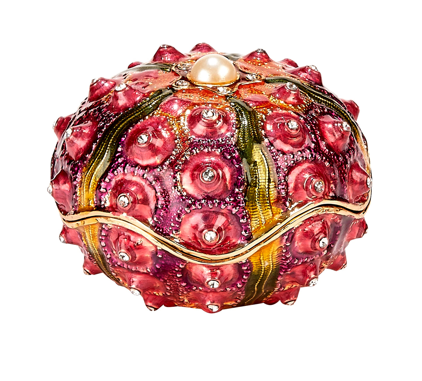 Caja de baratijas de erizo de mar rojo y coral
