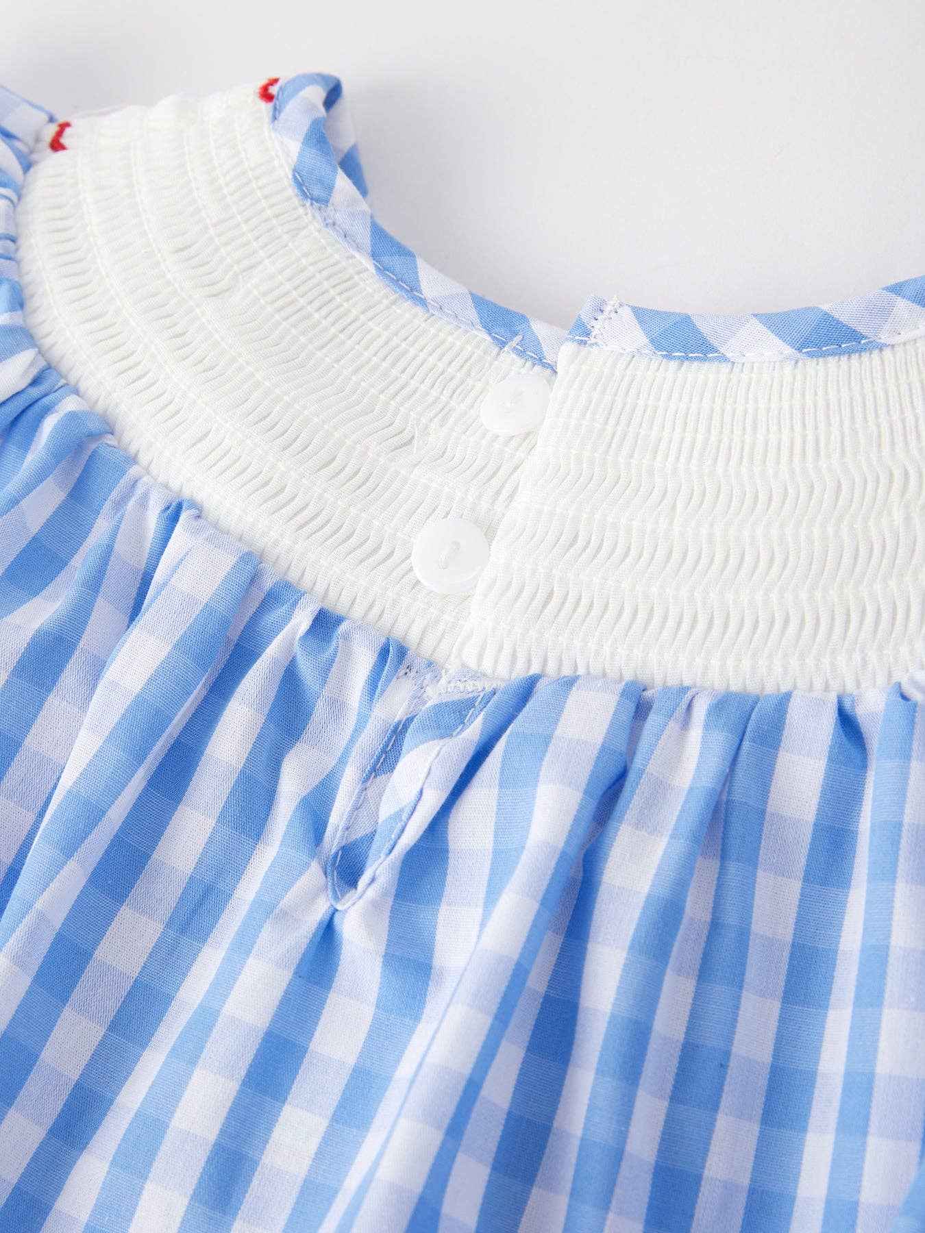 4th of july Flag Embroidery Smocking Girls Romper: 3M