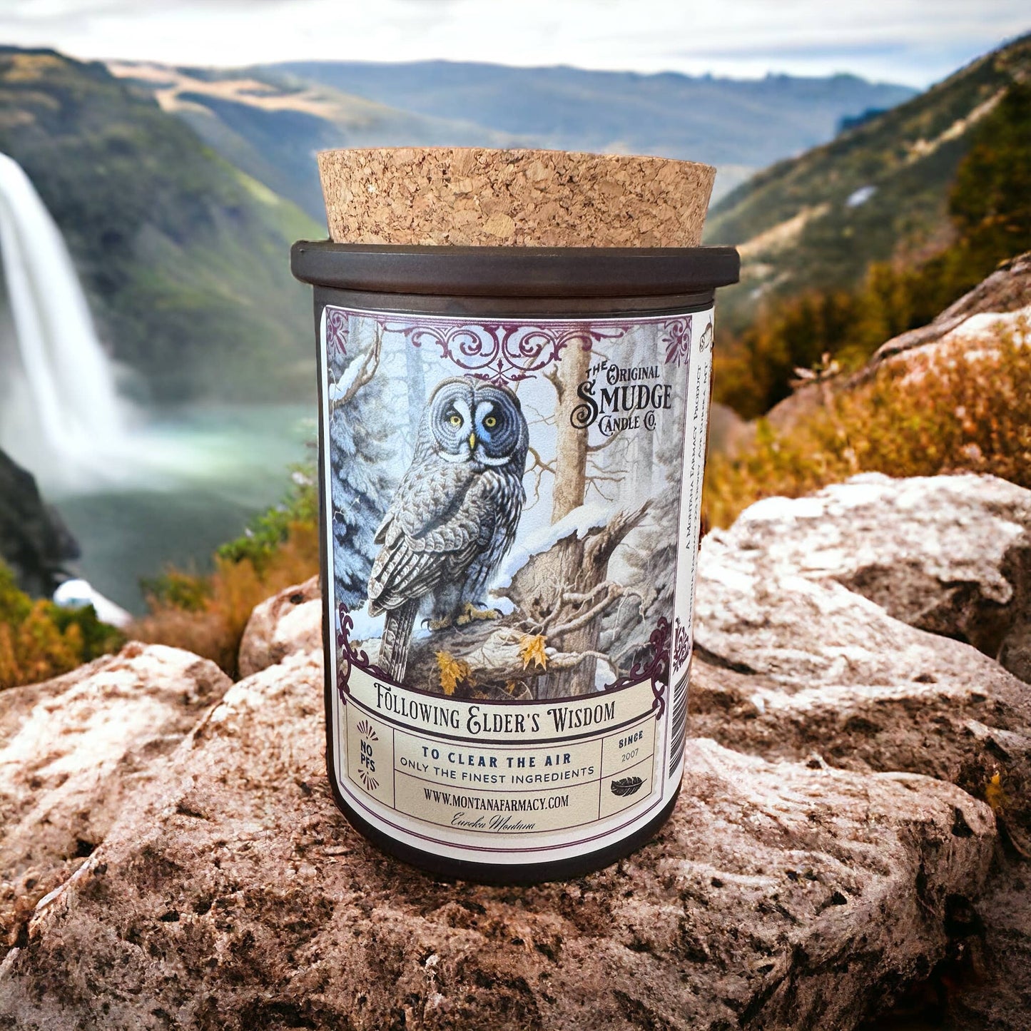 Following Elders Wisdom Vintage Owl Smudge Candle Intuition