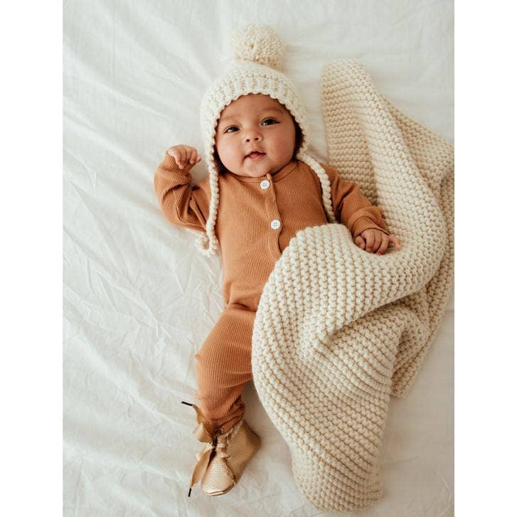 Natural Hand Knit Blanket