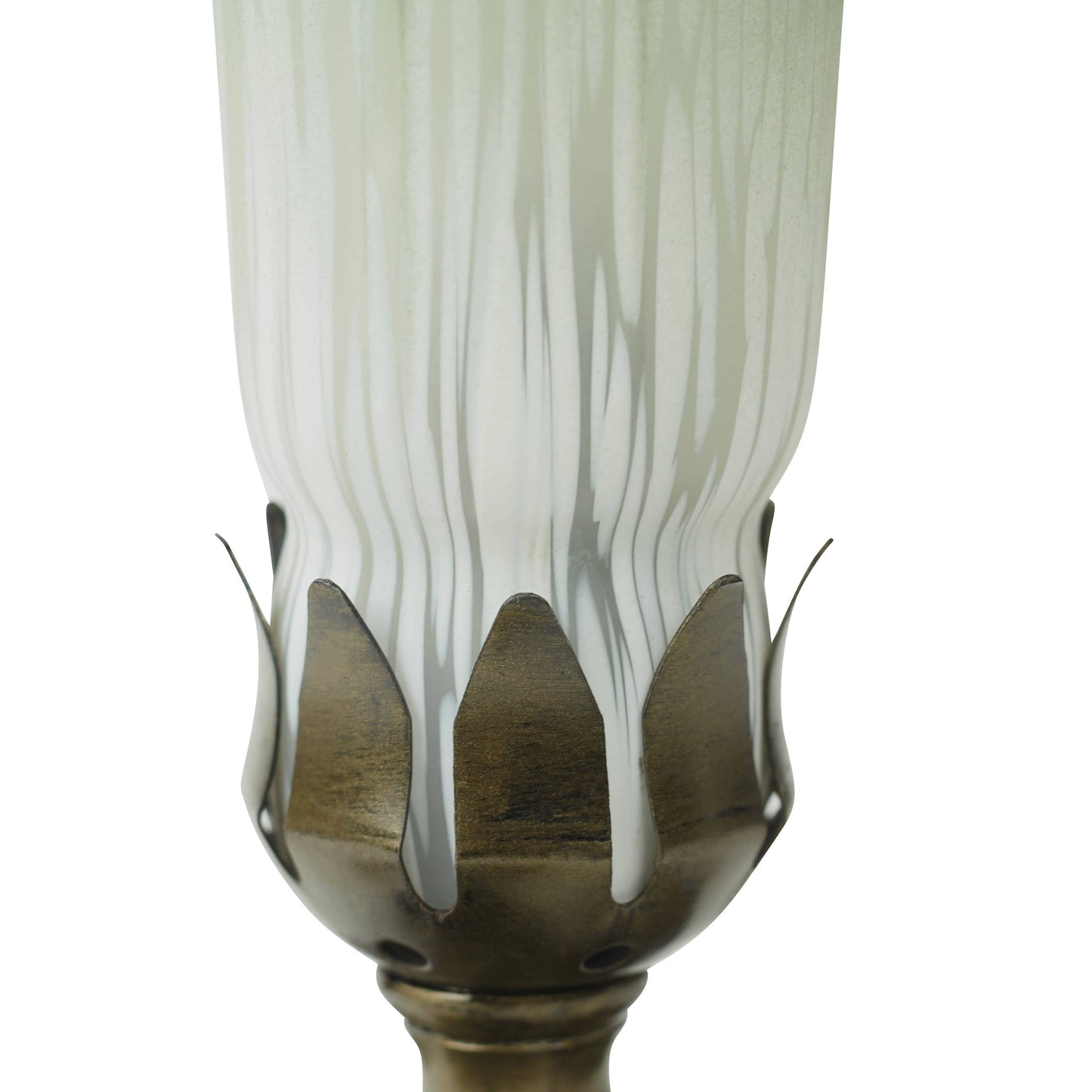 8"H White & Green Lily Glass Butterfly Accent Lamp
