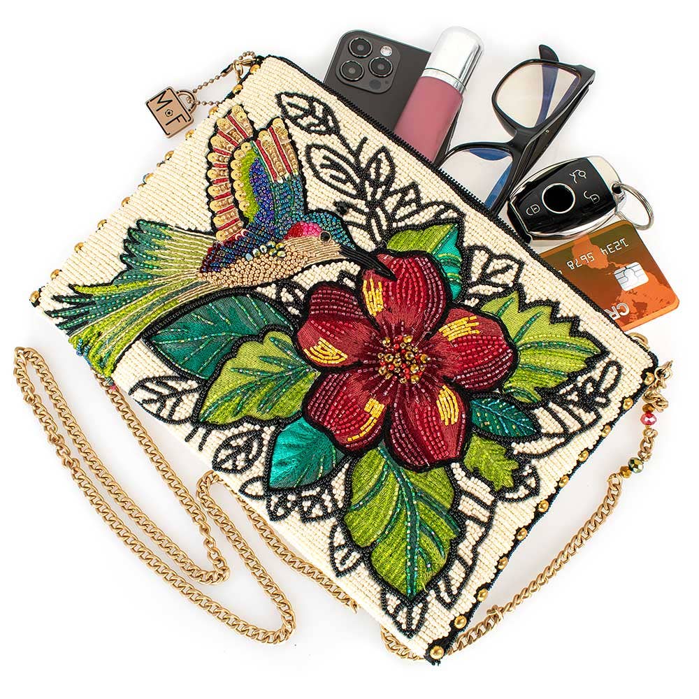 Mary Frances Accessories - Wing It Beaded Hummingbird Crossbody Clutch Beaded Handbag
