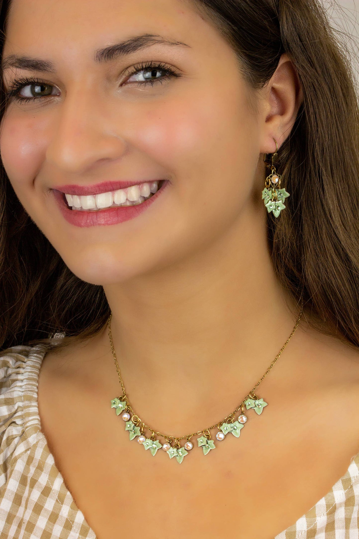 Lierre Crystal Ivy Leaf Earrings