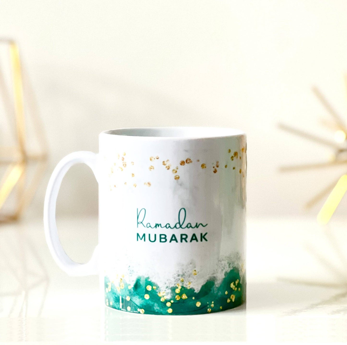 IsRamadan Mubarak Mug Green with Gold Speckles