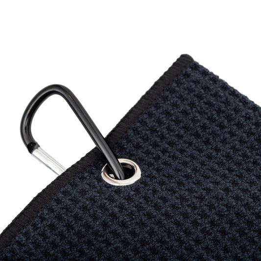 Golf Towel | Absorbent Golf Bag Towel with Carabiner: Black