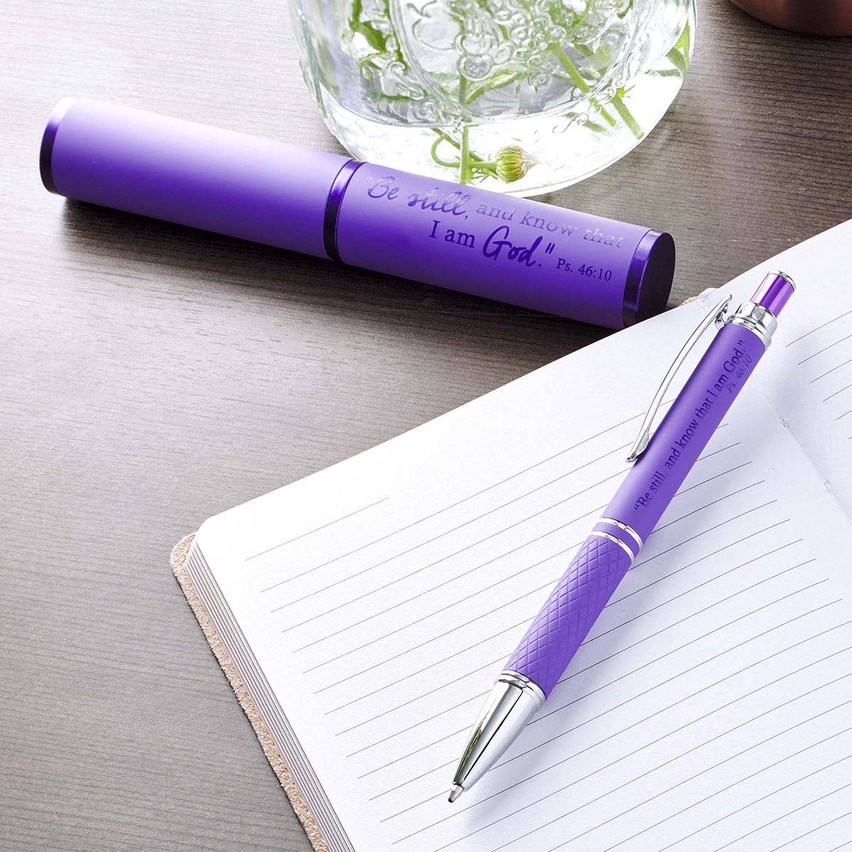 Pen in Case Be Still Purple Ps. 46:10