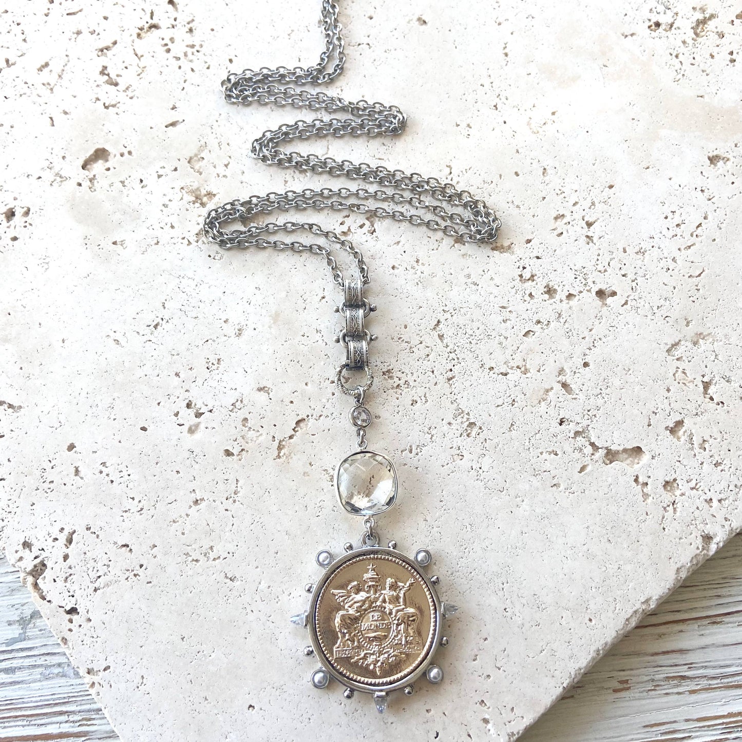 French Coin Medallion Necklace