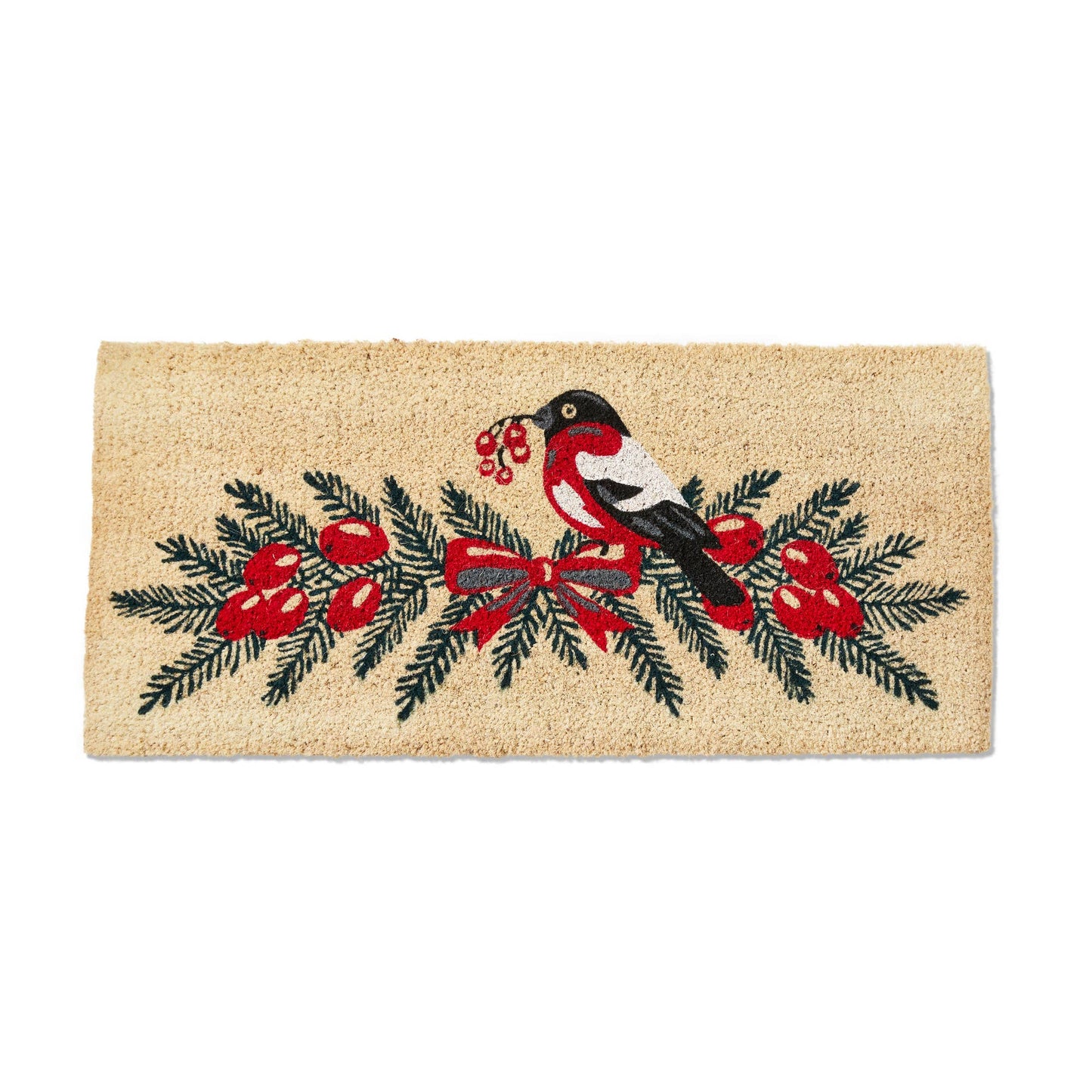 Coir Mat Bird On Sprig w/ Berries Large 40"