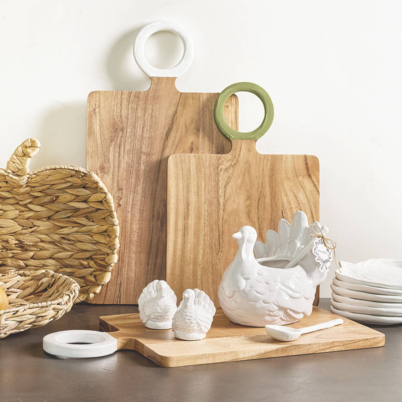 Ceramic Turkey Gravy Boat + Spoon