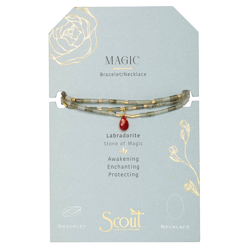 Teardrop Stone Wrap Labradorite/Fuchsia/Gold - Magic