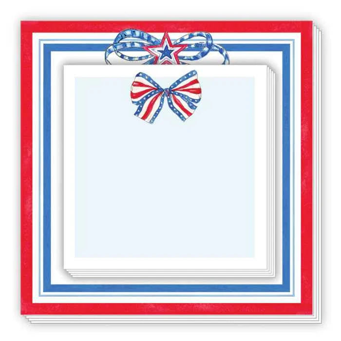 Patriotic Bow With Red Border Notepad Duo