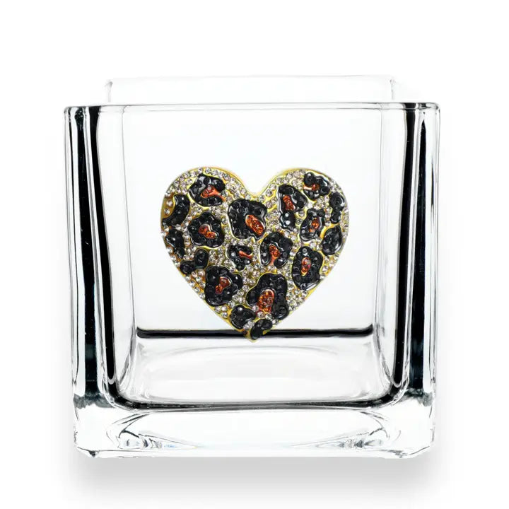 Leopard Heart 4" Candle Holder Vase