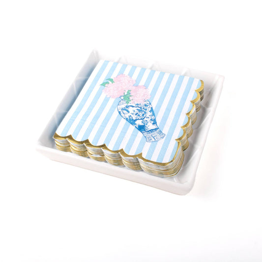 8 Oak Lane - White Textured Beverage Napkin Tray