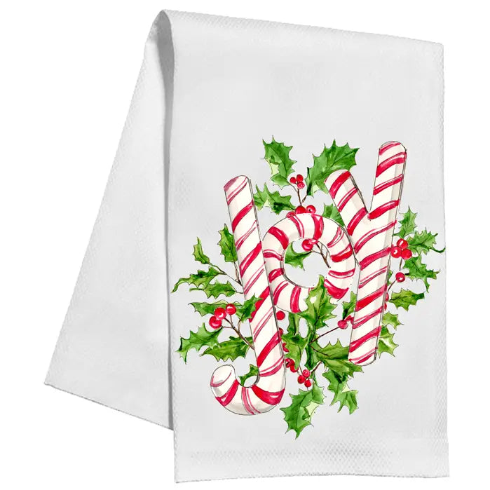 Candy Cane Joy with Holly Kitchen Towel