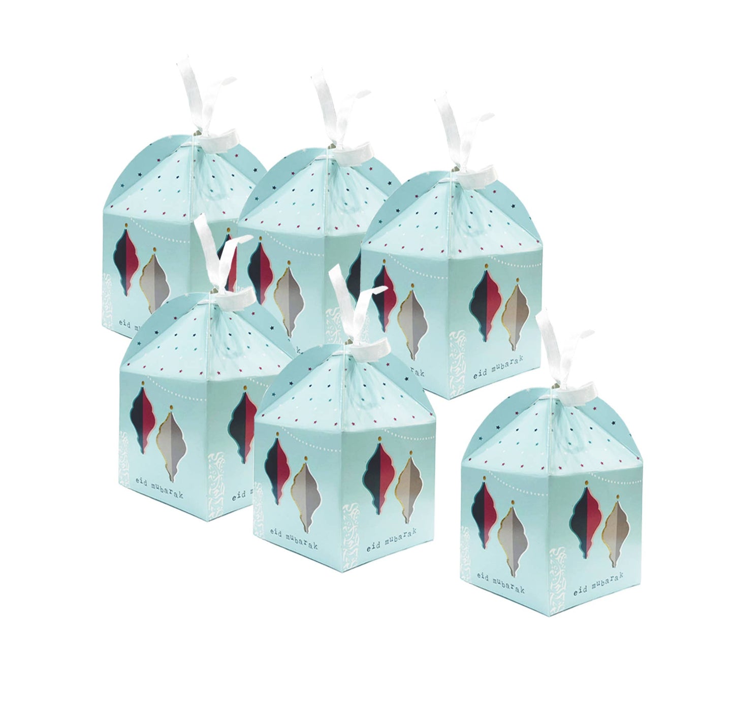 Eid Mubarak Gift Boxes - Eid Favour Boxes - Pack of 6 - Aqua