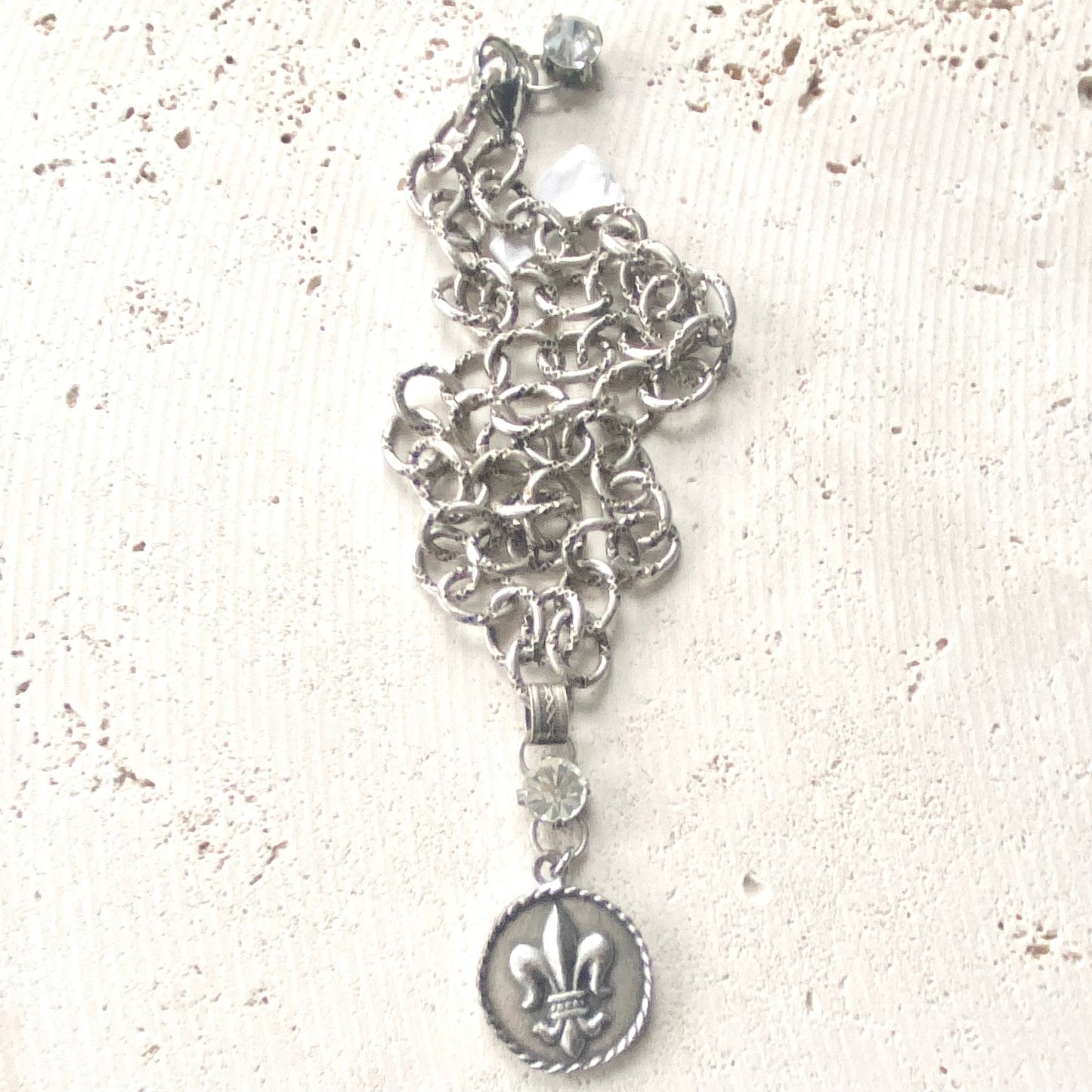 Fleur de lis french coin necklace