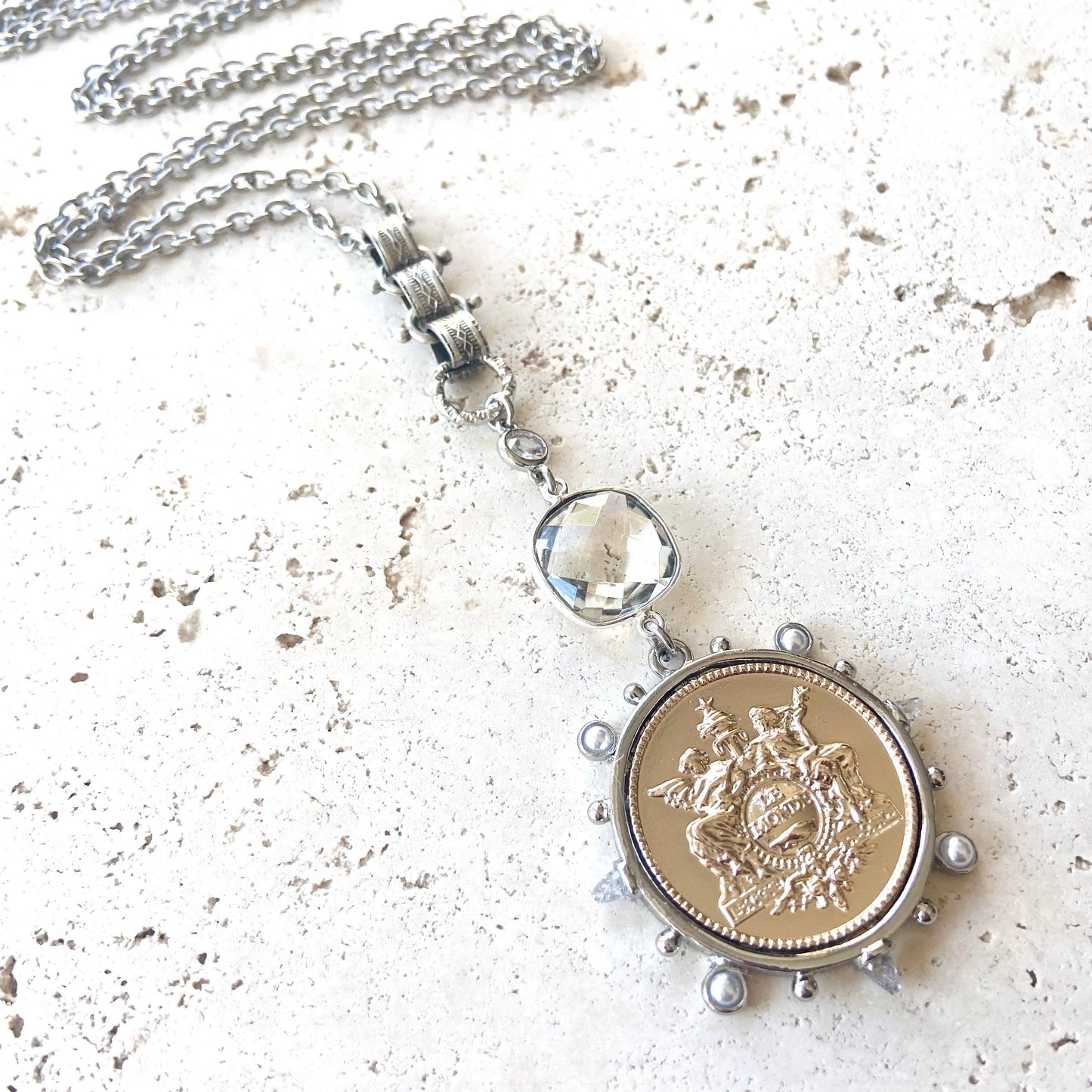 French Coin Medallion Necklace