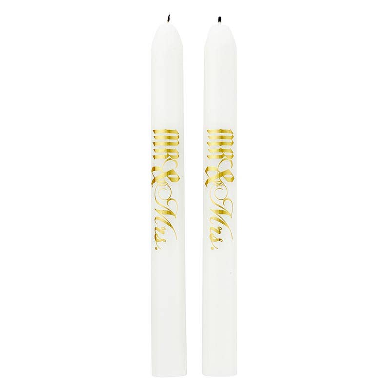 Taper Candle Mr & Mrs Set 2