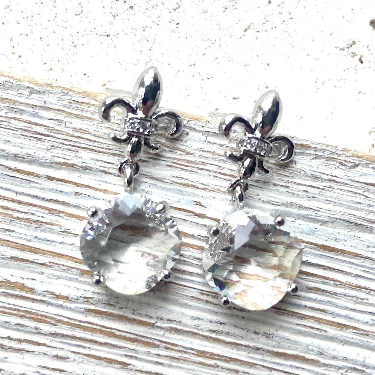 Fleur de lis earrings crystal jewelry French style jewelry