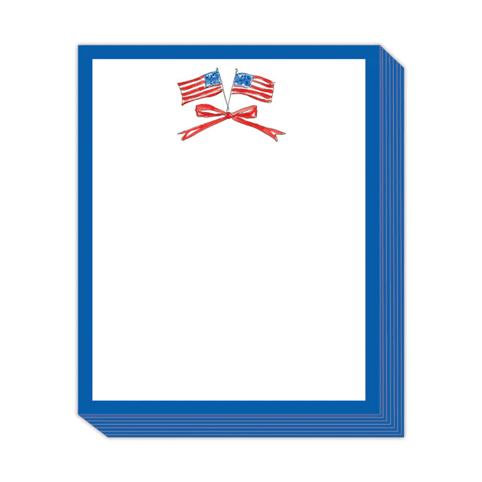 Hand Painted American Flags with Red Bow Short Stack Pad