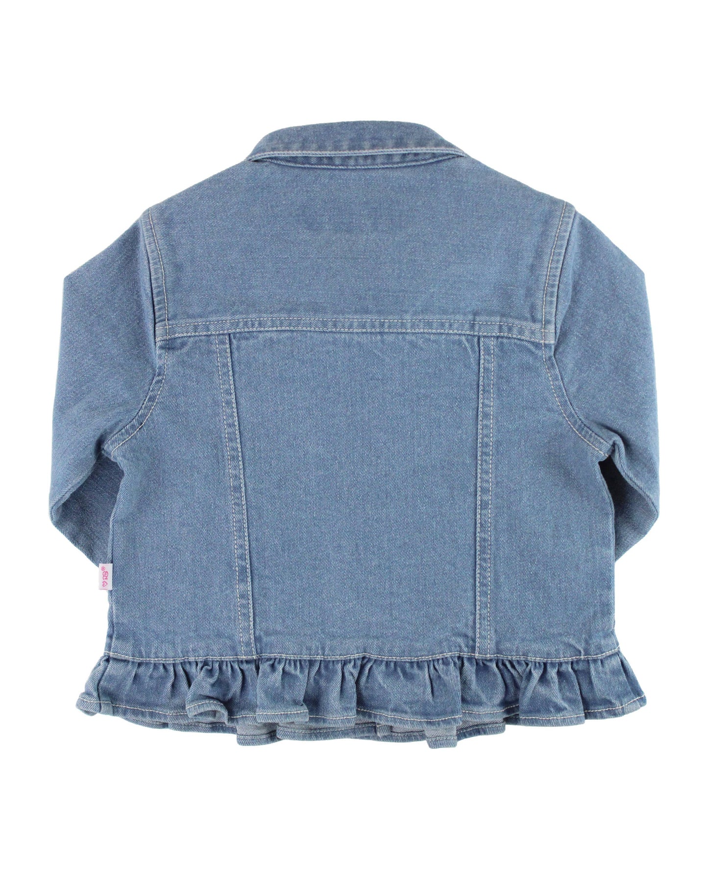 Girls Light Wash Ruffle Denim Jacket