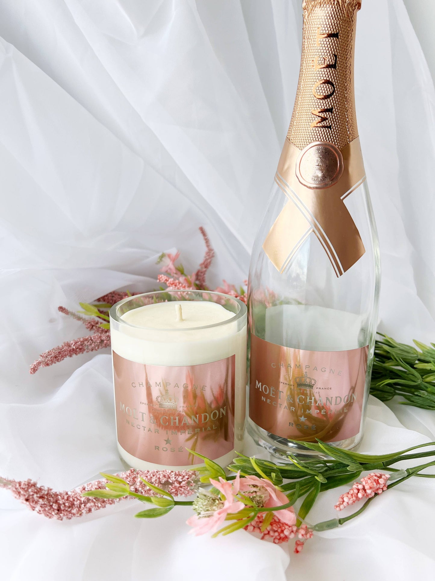 Vela Moet Rose reciclada