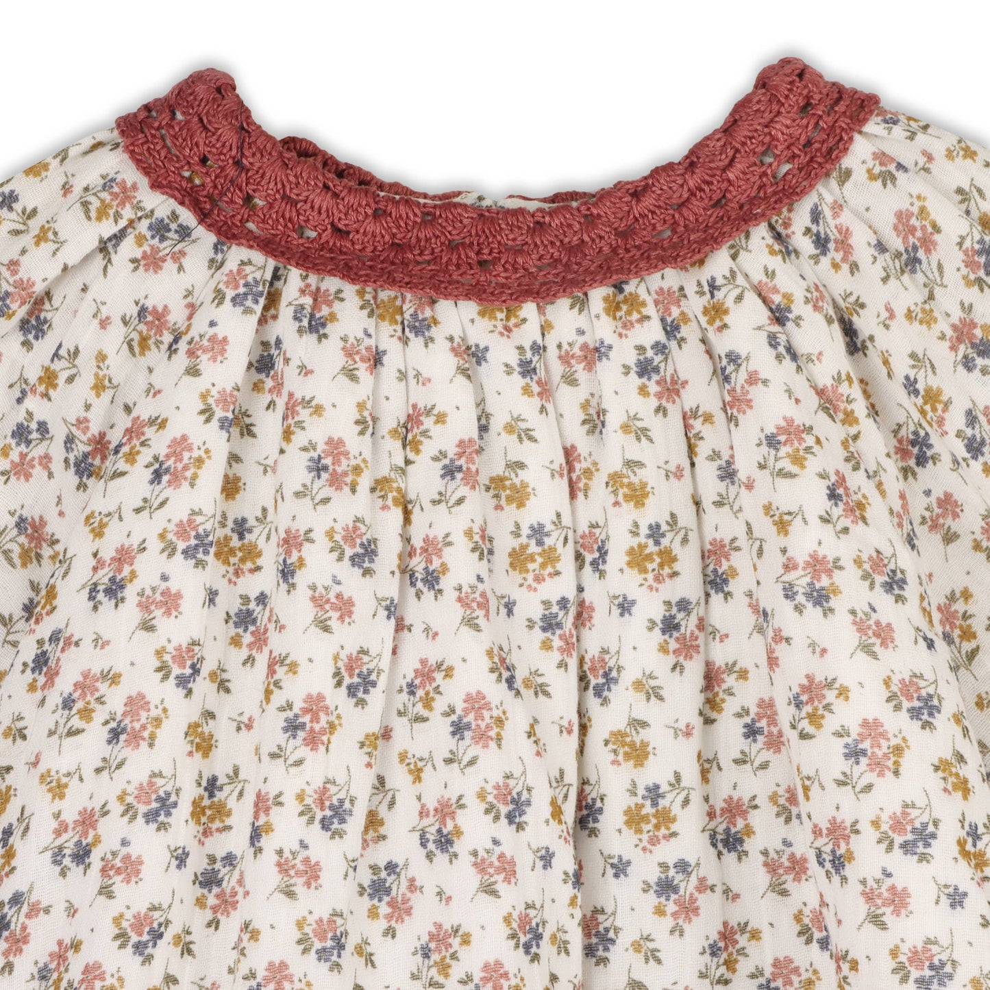 Floral Lace Collar Muslin Baby Dress & Bloomer (Organic)