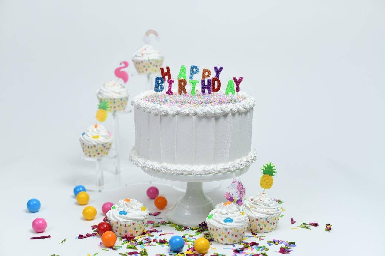 Glitter Happy Birthday Candle Set