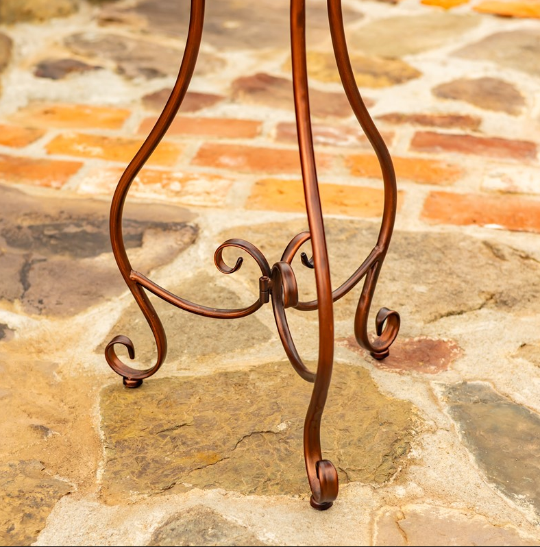 29.25" Tall Flower-Shaped Birdbath & Trifold Stand in Antiqu