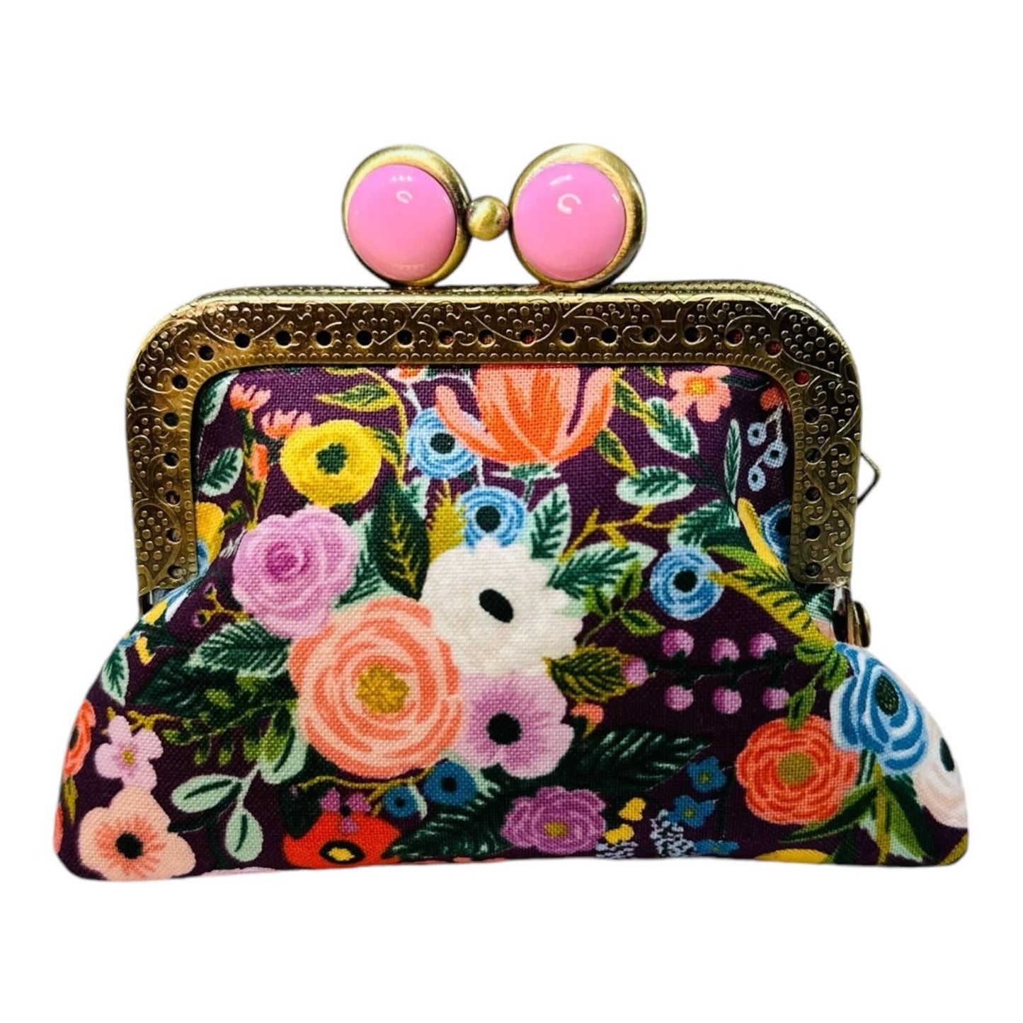 Mini Clutch Coin Purse - Petite Floral Plum