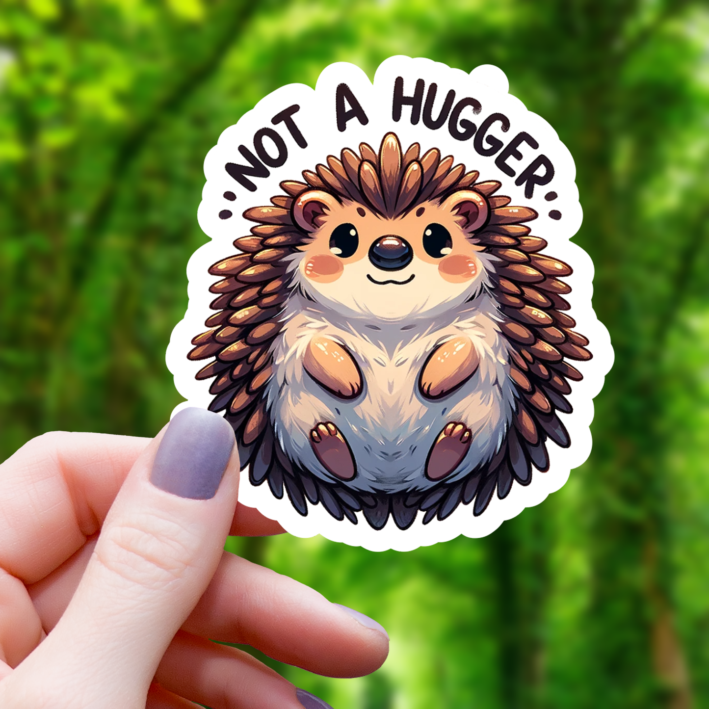 Not a Hugger Hedgehog Sticker - 3"