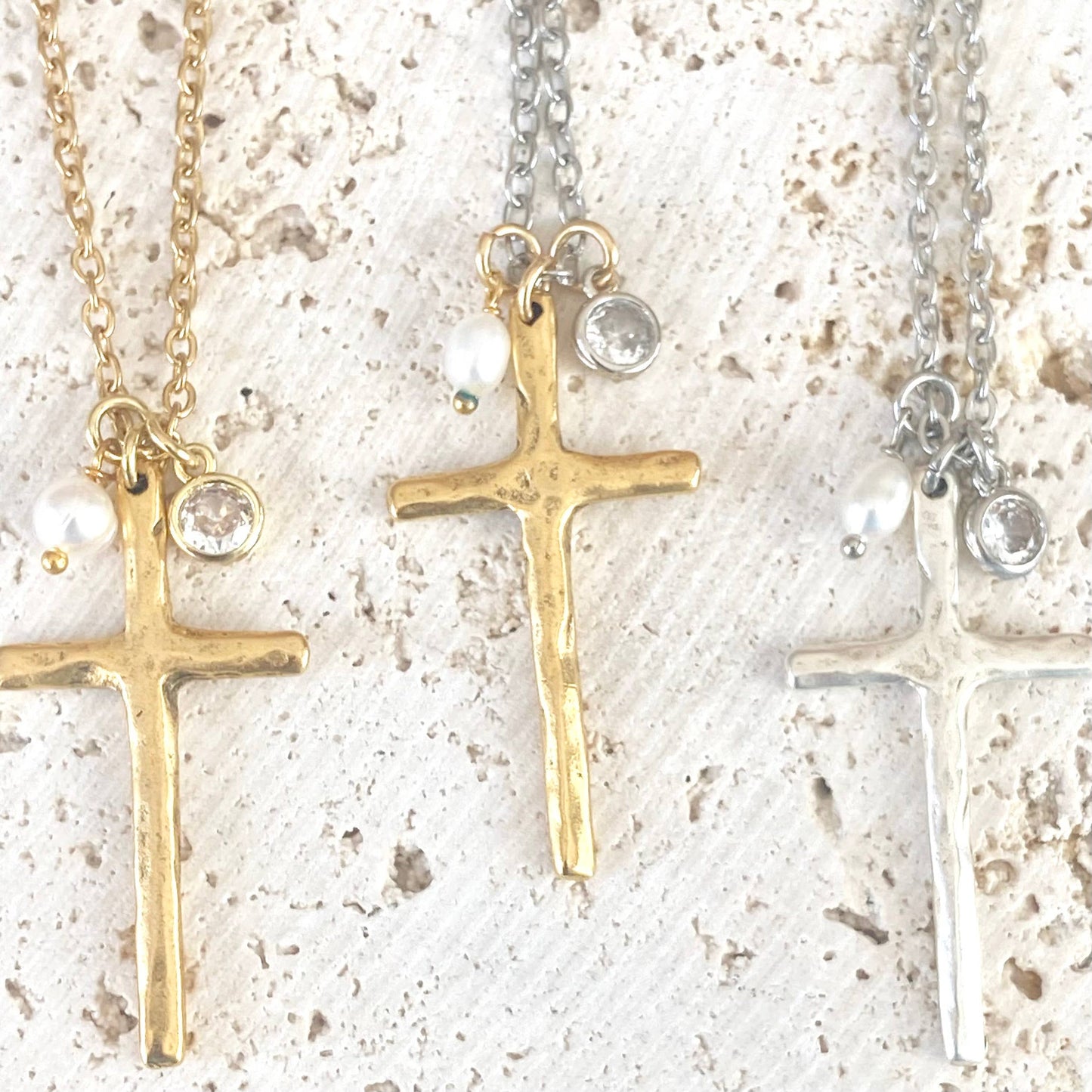 Cross necklace religious jewelry pearl