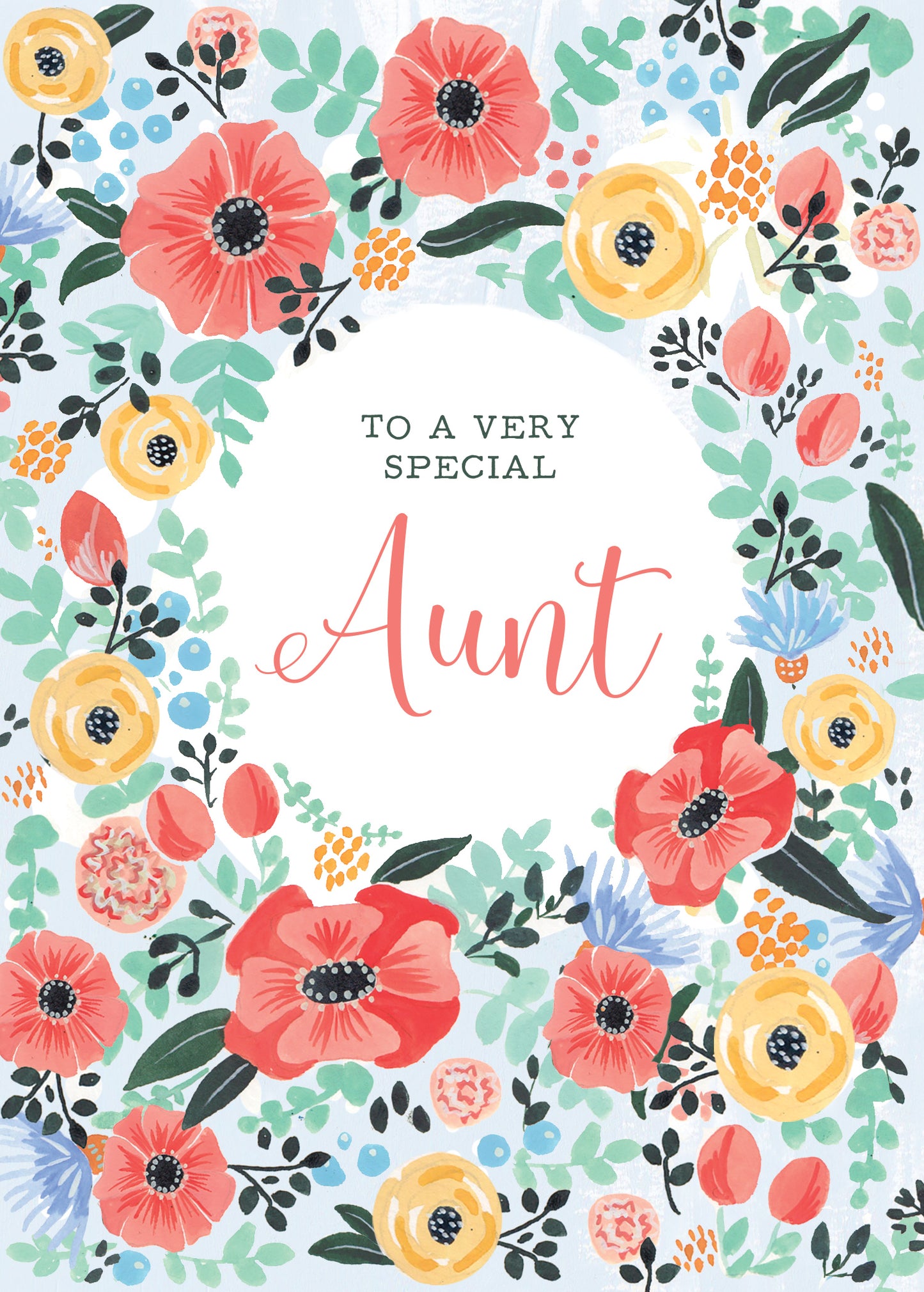 Floral Border Aunt Greeting Card