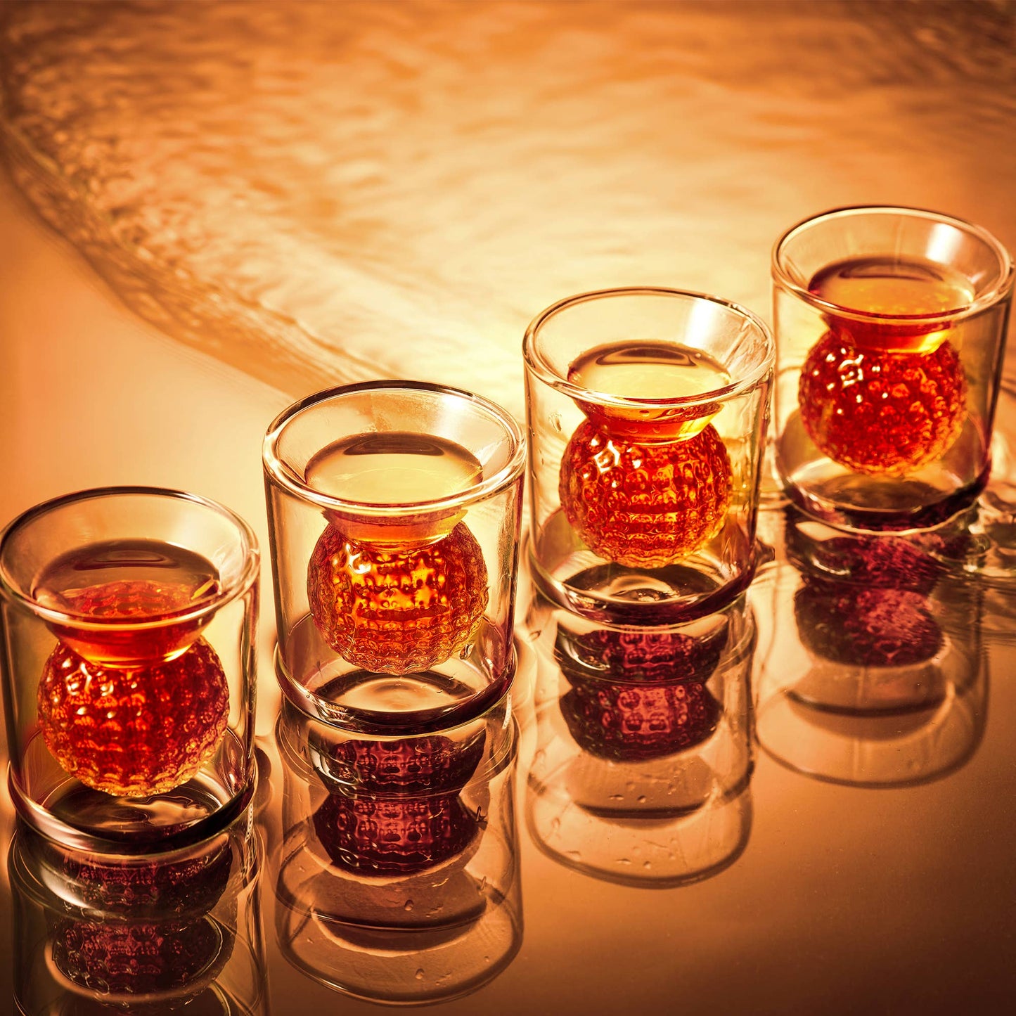 CRAFTGEN - Golf Ball Whiskey Shot Glasses Set of 4 - Golf Gifts for Men