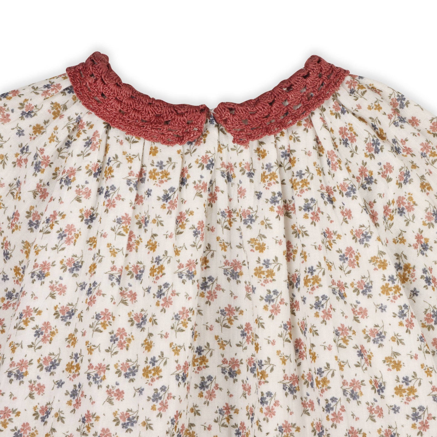 Floral Lace Collar Muslin Baby Dress & Bloomer (Organic)