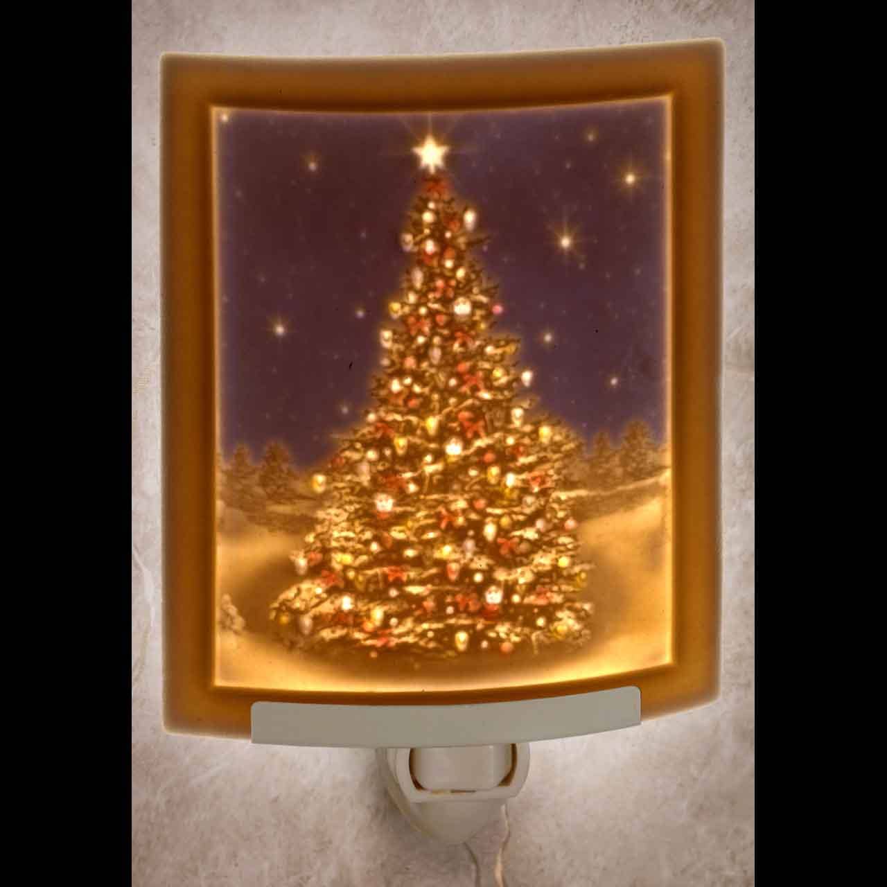 Christmas Tree Colored Porcelain Lithophane Night Light