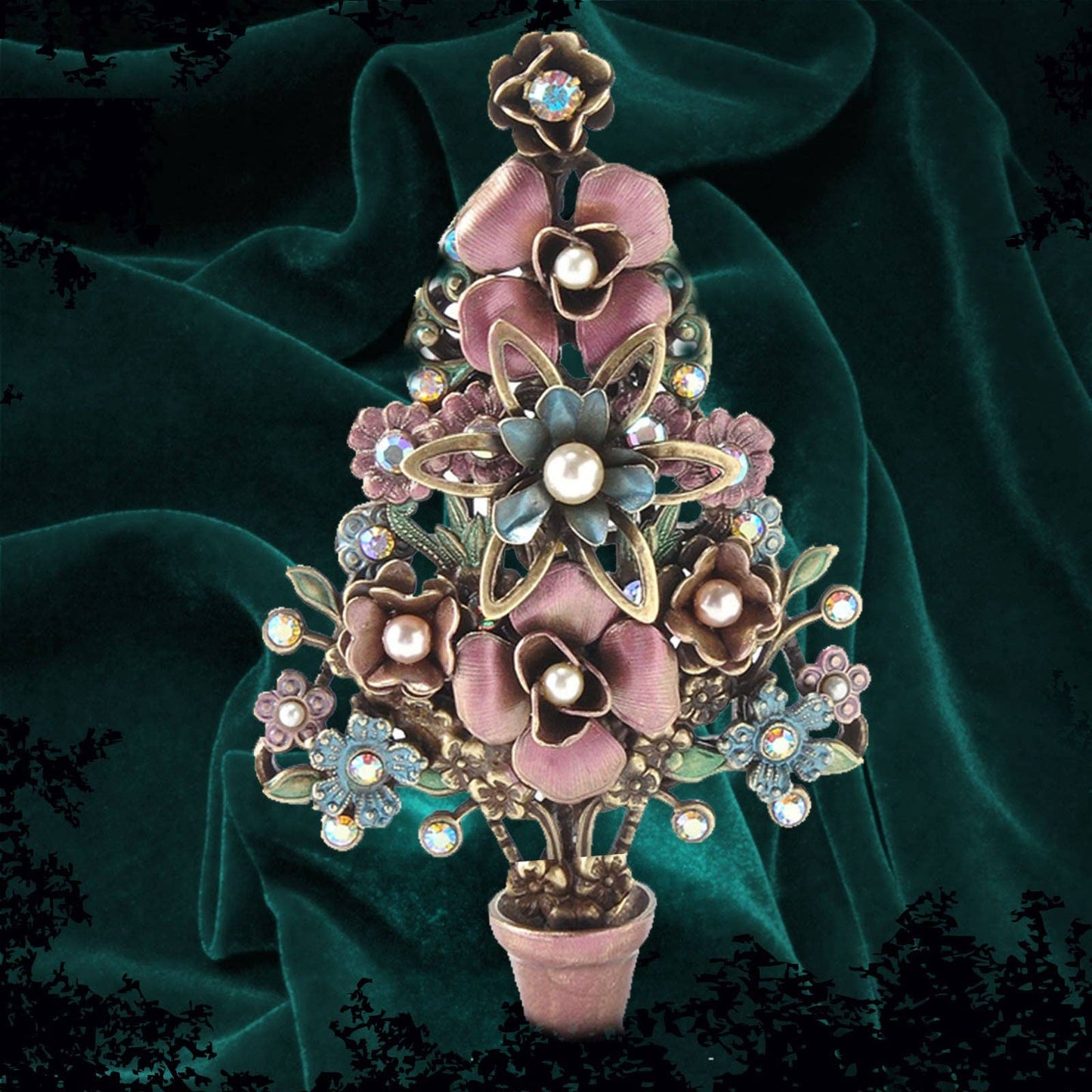 Joyería Sweet Romance - Broche de árbol de Navidad topiario P179