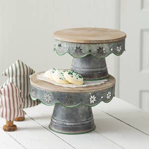 Set of Two Snowflake Dessert Stands