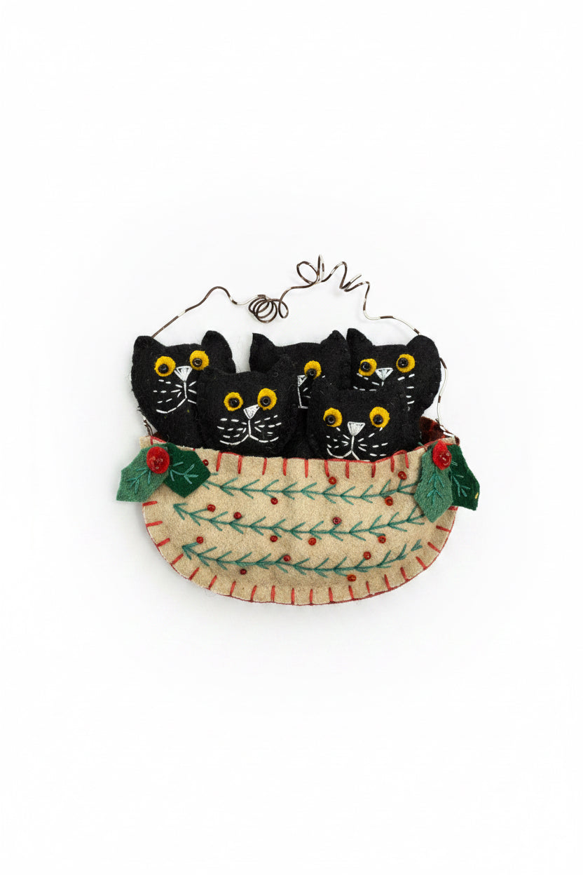 Black Cat Basket Ornament