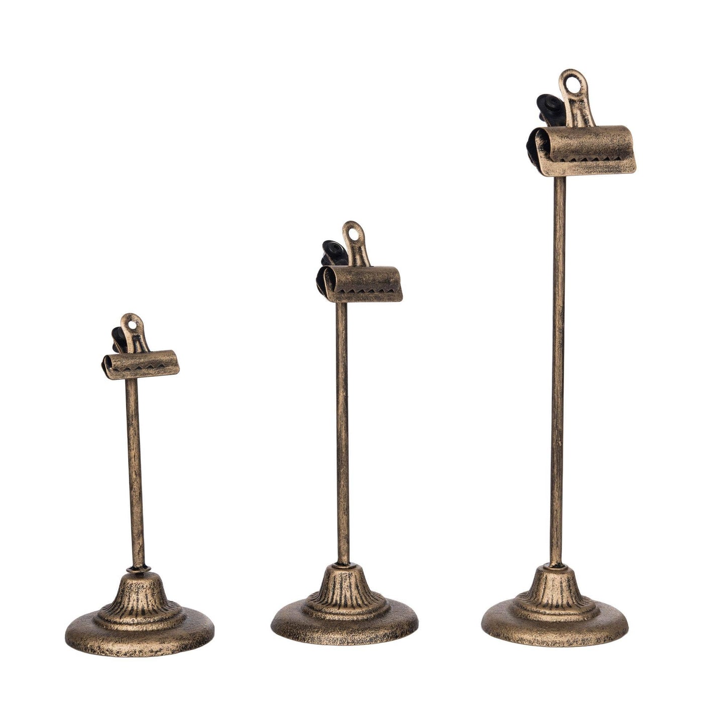 Rustic Iron Clip Stands {Set of 3} Gold Decorative Sculptures