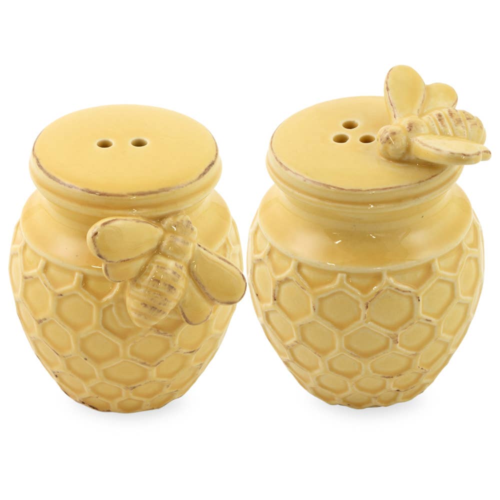 Honeycomb Stoneware Salt & Pepper set (2pc)