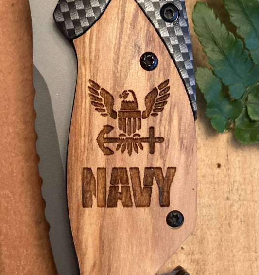 Navy Knife -Quail Tail Laser Art