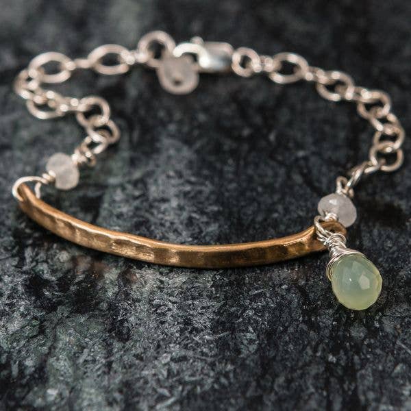 Gemma - Sterling Silver/Gemstone/Bronze Bracelet