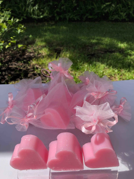 Tiny Heart Soaps wrapped in Organza Gift Bag: Assorted 6 scents
