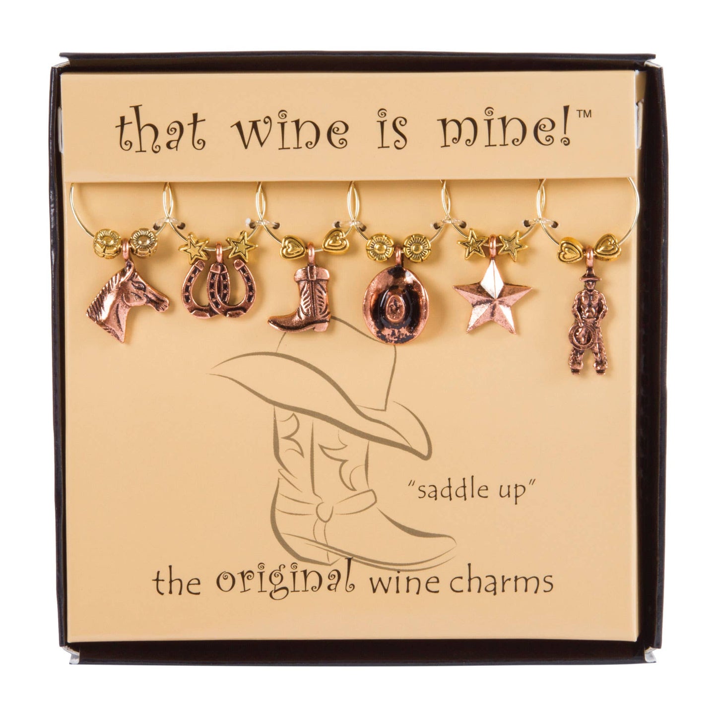 6-Piece Saddle Up Painted Wine Charms