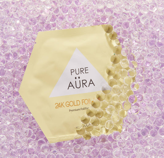 MASCARILLA FACIAL DE LÁMINA METÁLICA DE ORO DE 24 K DE LUJO