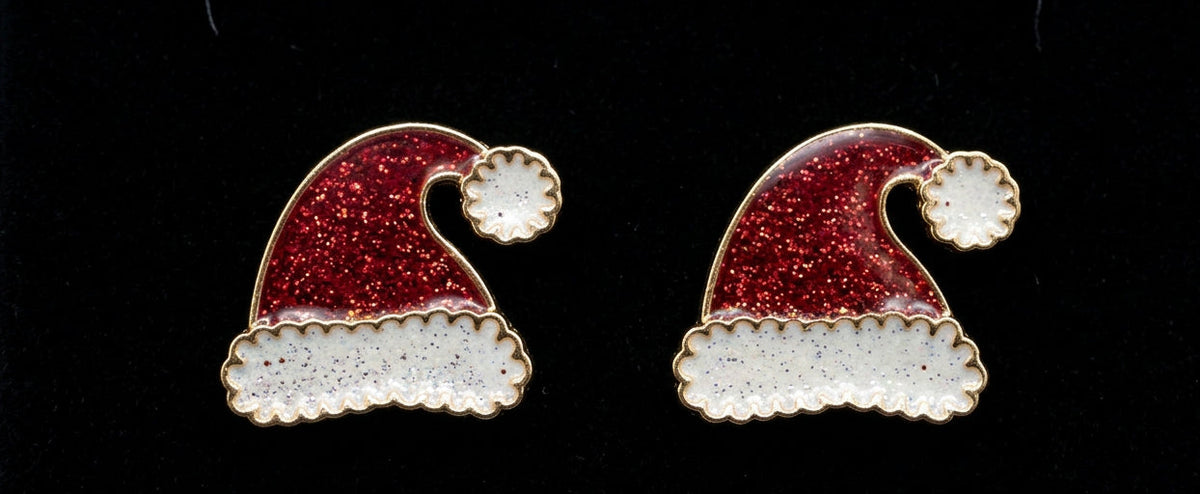 Glitter Santa Hat Earrings