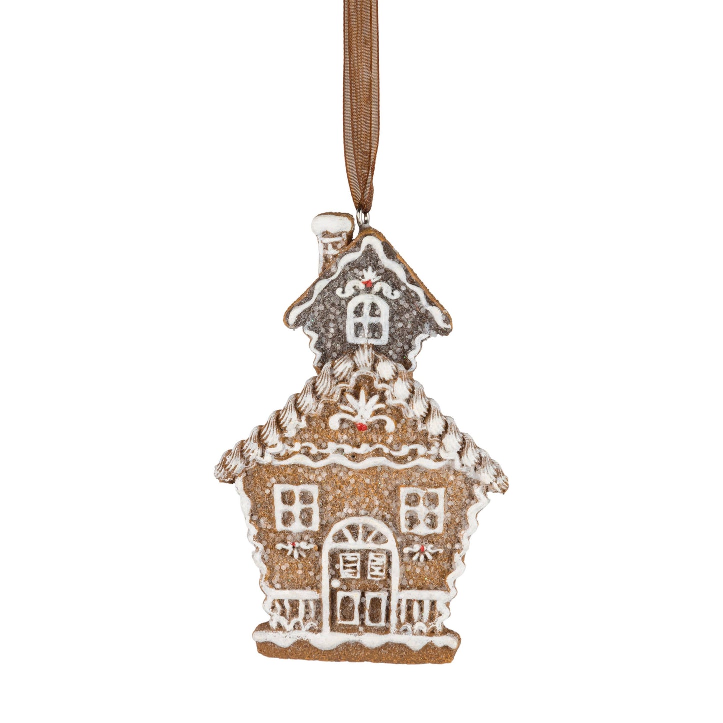 Resin gingerbread house orn, 4 in