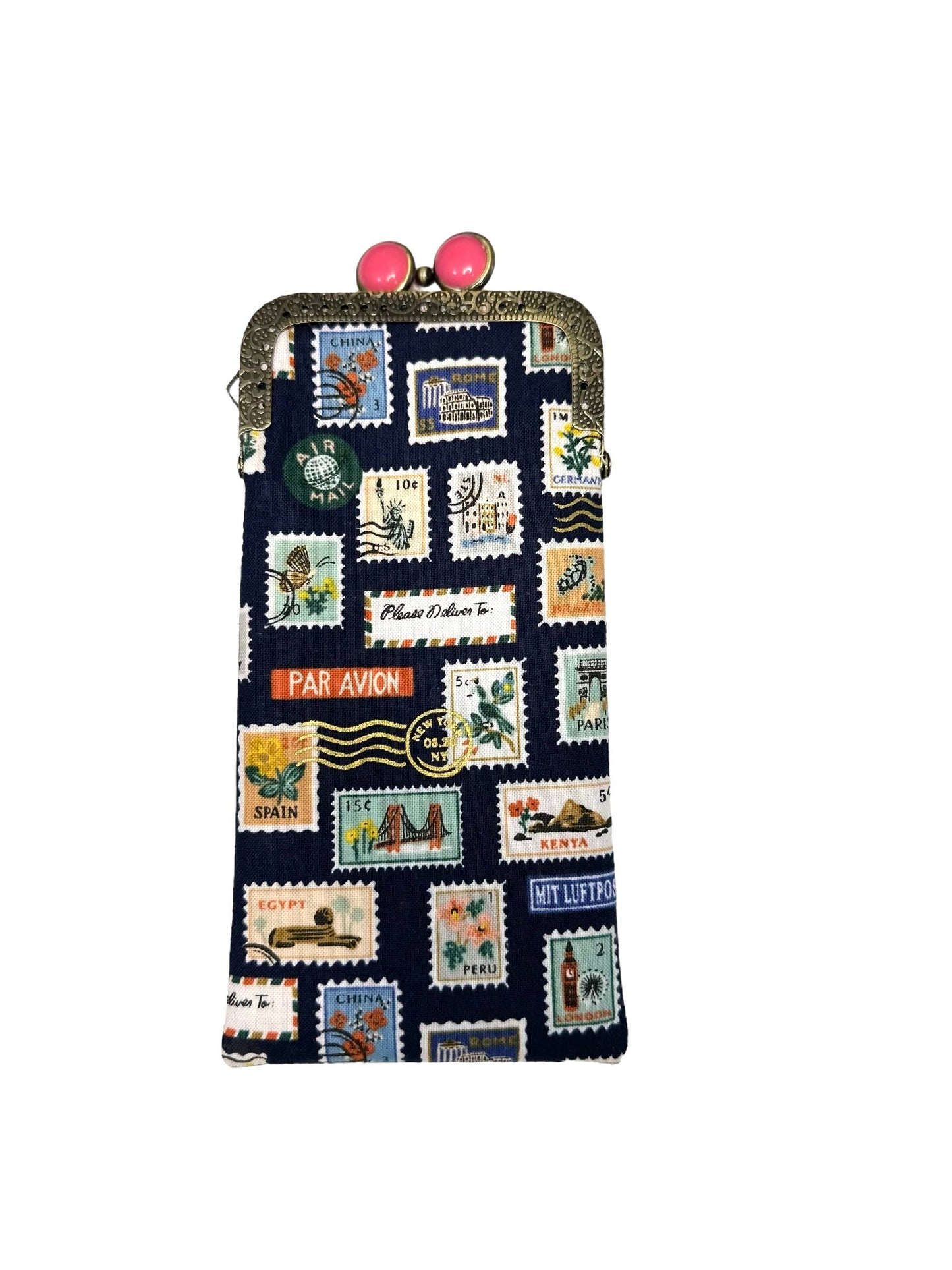 Eyeglass Case - Travel Stamps