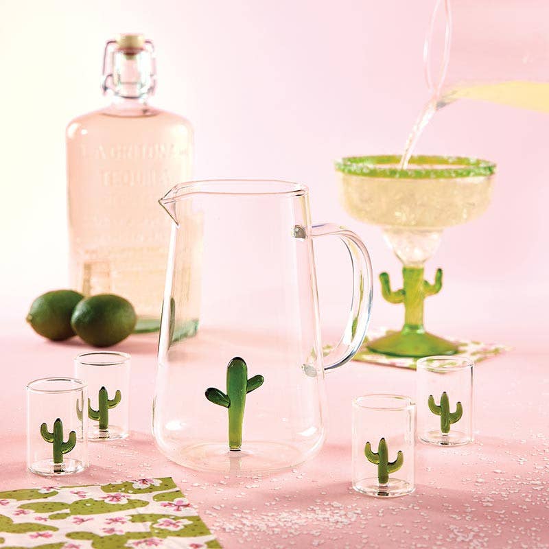 Figurine Glass Pitcher - Cactus: Glass / 36 oz, 6.5" h